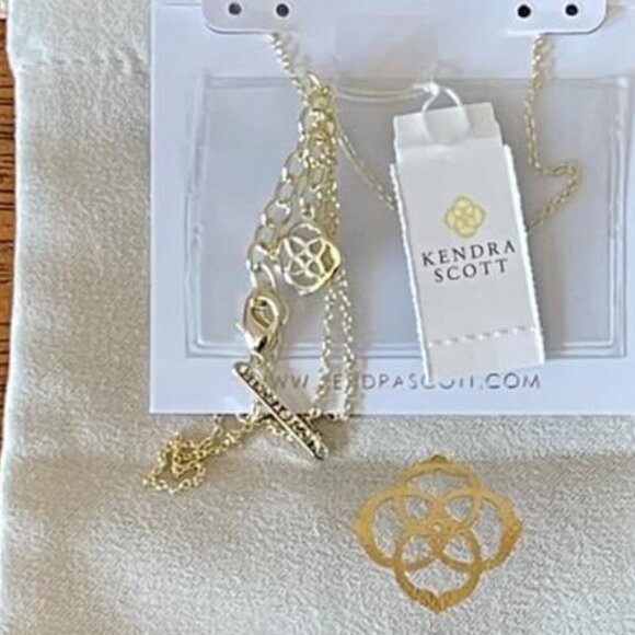 New Kendra Scott Ari Heart Necklace Pendant Gold Iridescent Drusy NWT - Picture 4 of 4